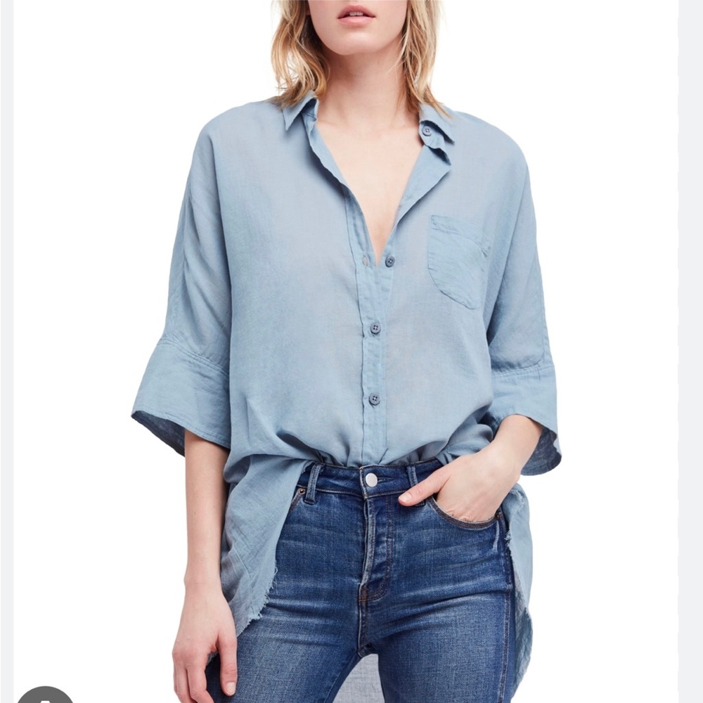 NWT Free People Buttonup with Raw Hem Size S